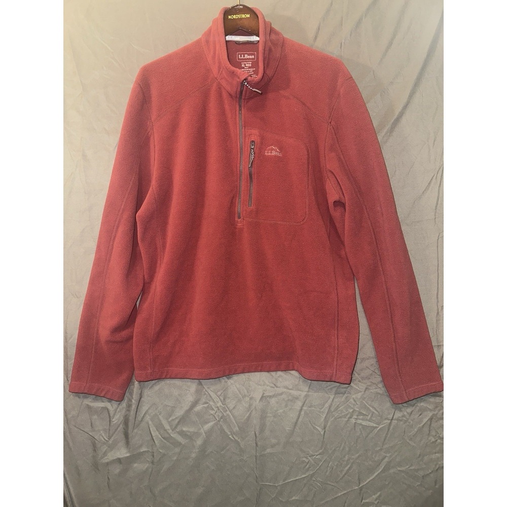 LL BEAN MENS XL  1/2 Half Zip Fleece Pullover‎ Lightweight Sweater Maroon